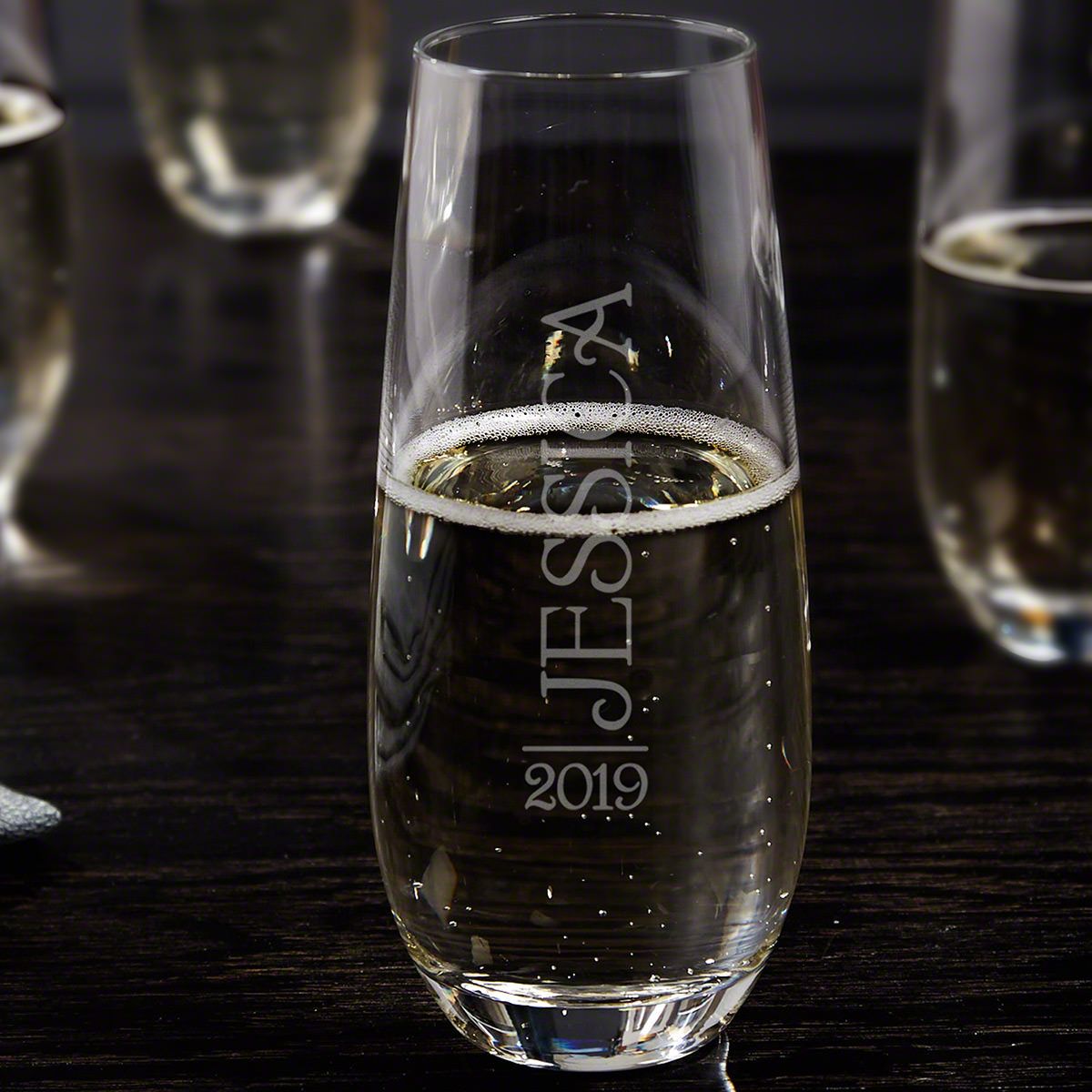 Jubilation Personalized Stemless Champagne Flute