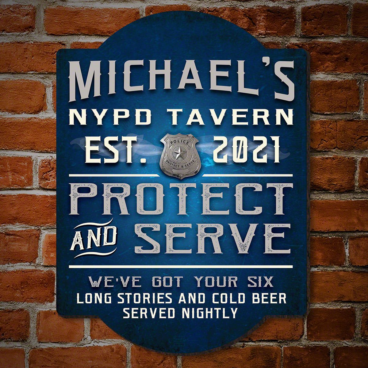 Police Protect and Serve Custom Bar Sign - Gift for Police Officers