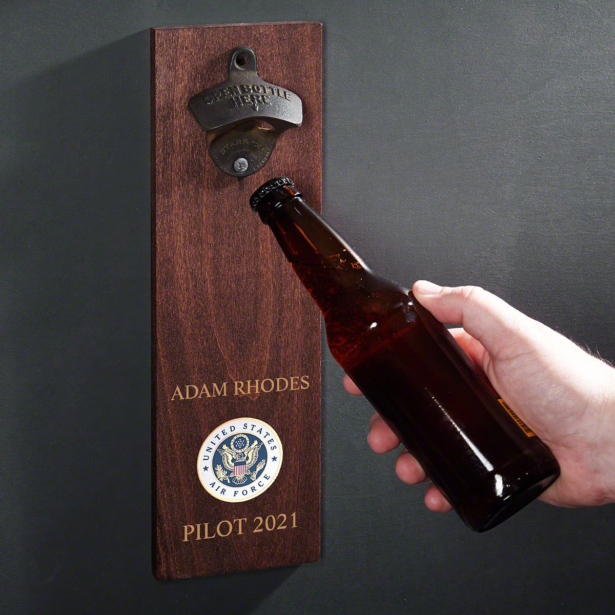 Air Force Crest Personalized Wall Mounted Bottle Opener Military Gift