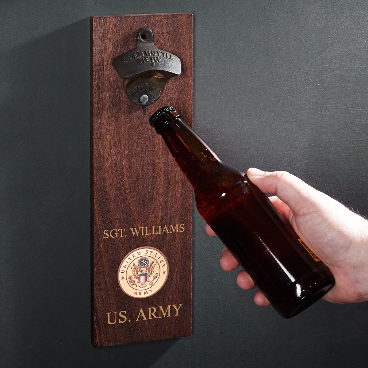 Army Crest Personalized Wall Mounted Bottle Opener Military Gift