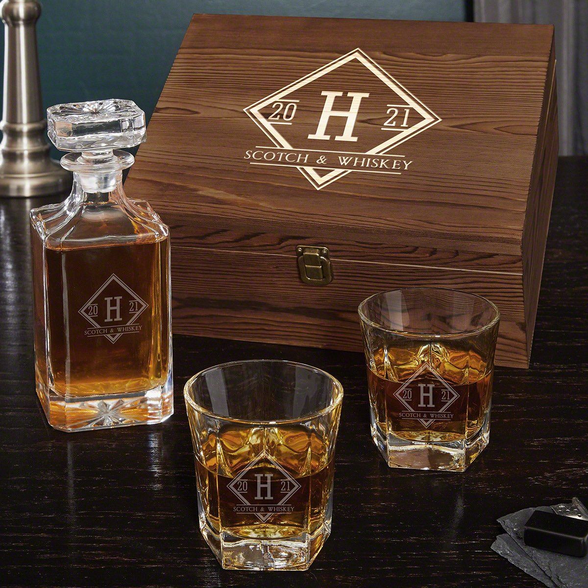 Drake Engraved Whiskey Decanter Set