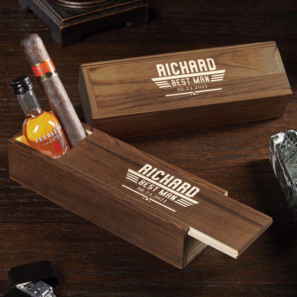 Maverick Engraved Cigar Box Gift for Groomsmen