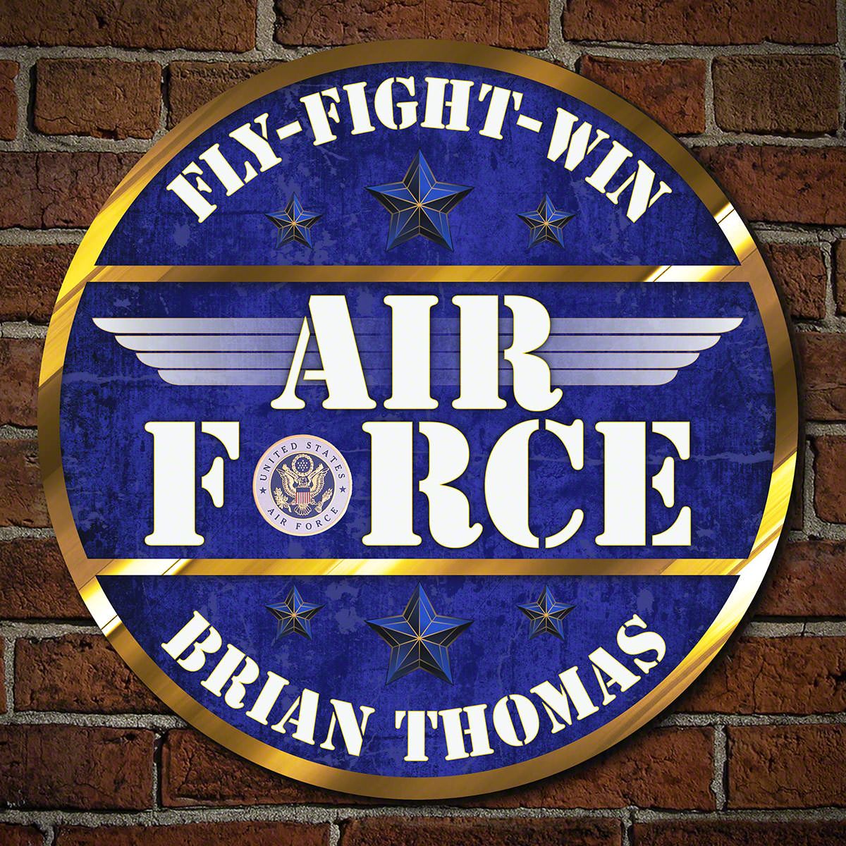 Fly Fight Win Air Force Personalized Military Sign