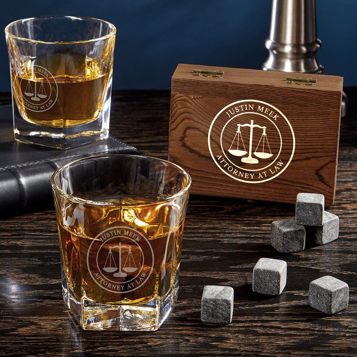 Custom Product Scales of Justice Personalized Whiskey Decanter Set