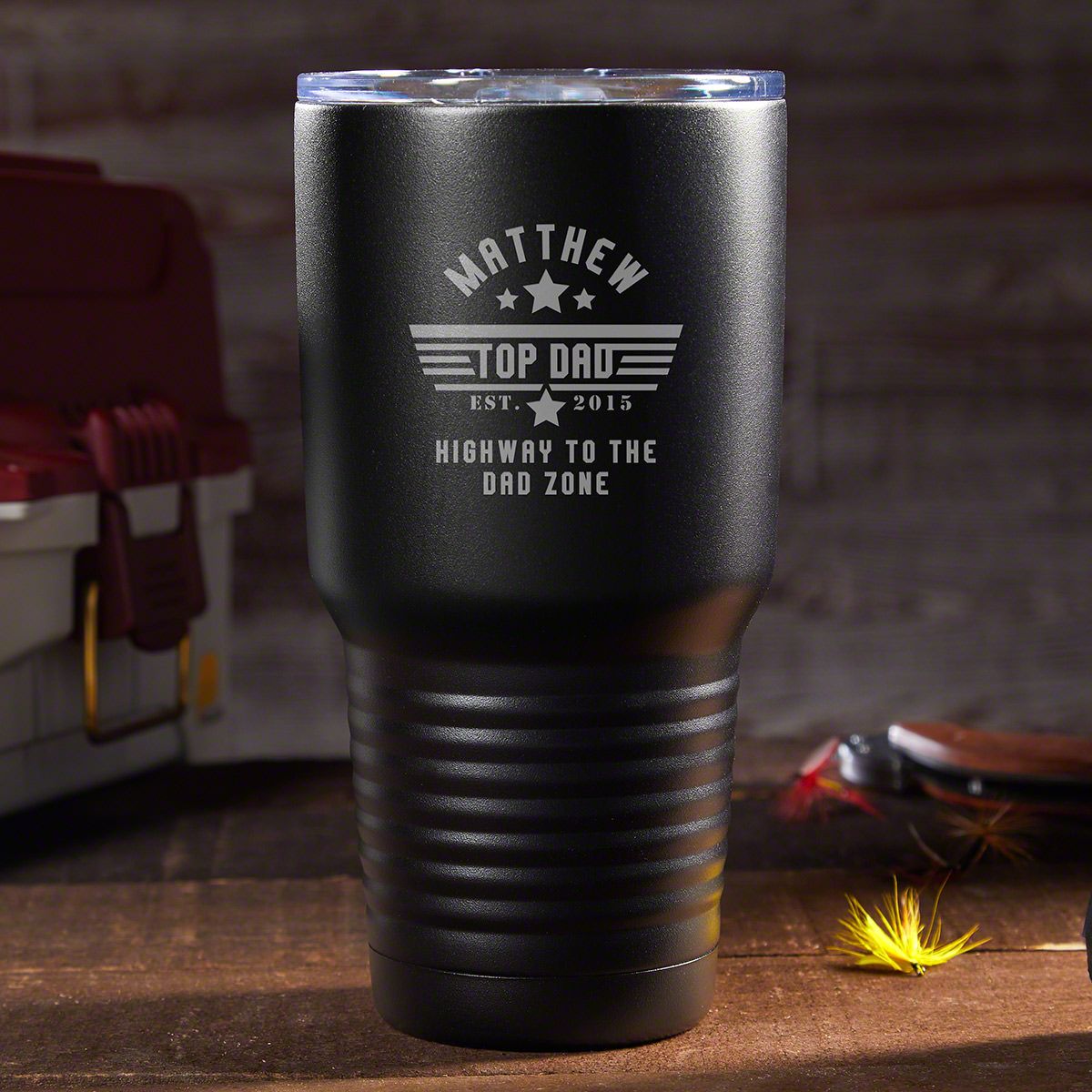 This mug is a handsome black color and crafted from stainless steel, which means that it will keep his favorite beer cold for up to 24 hours. It can be personalized with three lines of text and a year, making it a great dad gift for the holidays or Father’s Day. 
