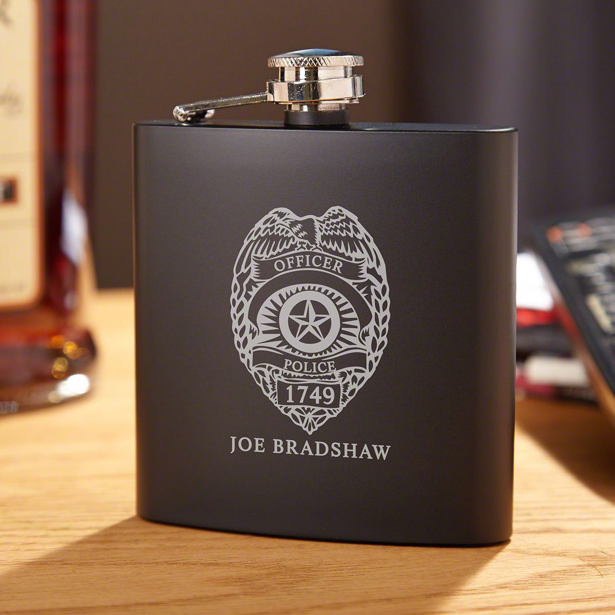 Police Badge Engraved Flask Gift for Police Officers