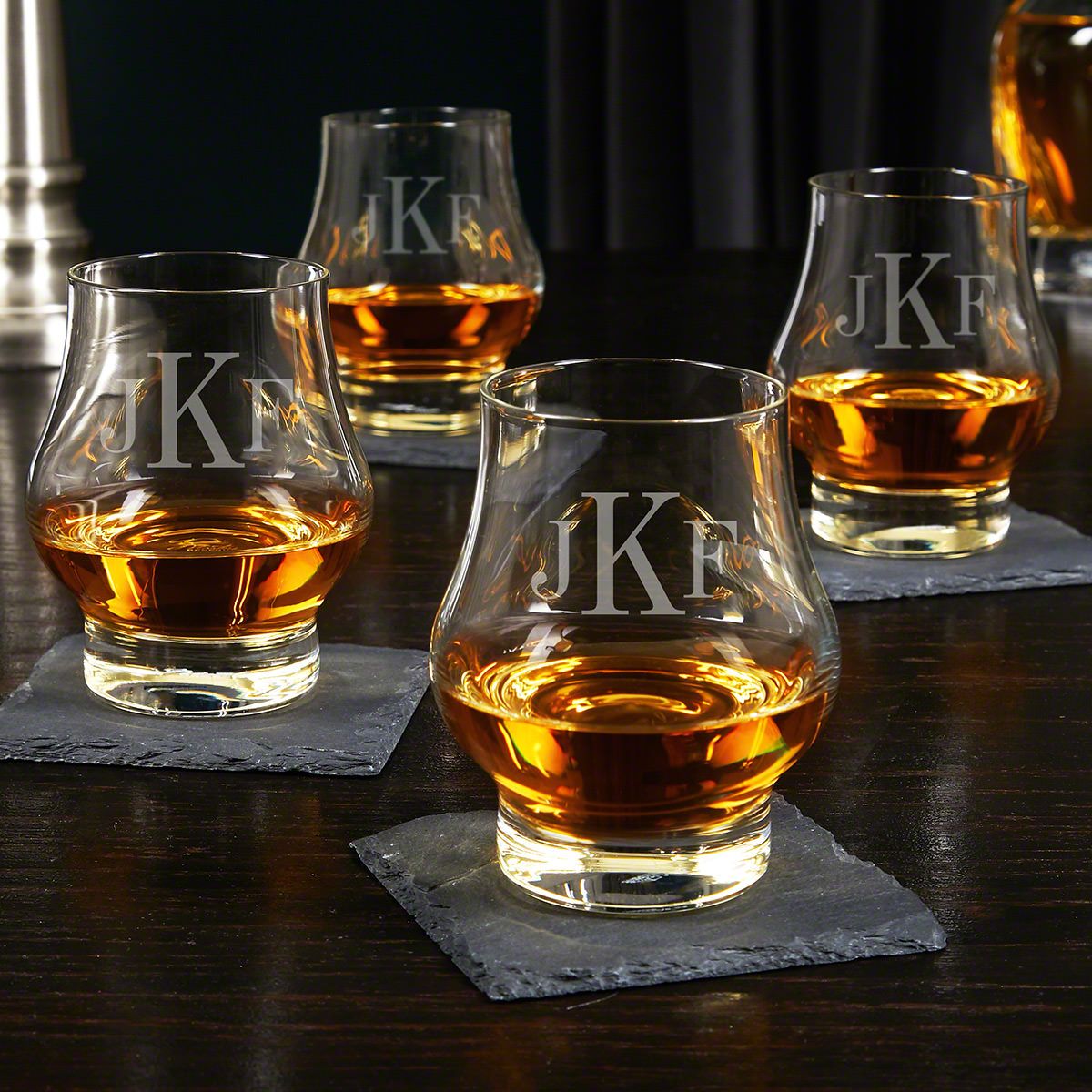 Classic Monogram Custom Official Kentucky Bourbon Whiskey Tasting Glasses, Set of 4