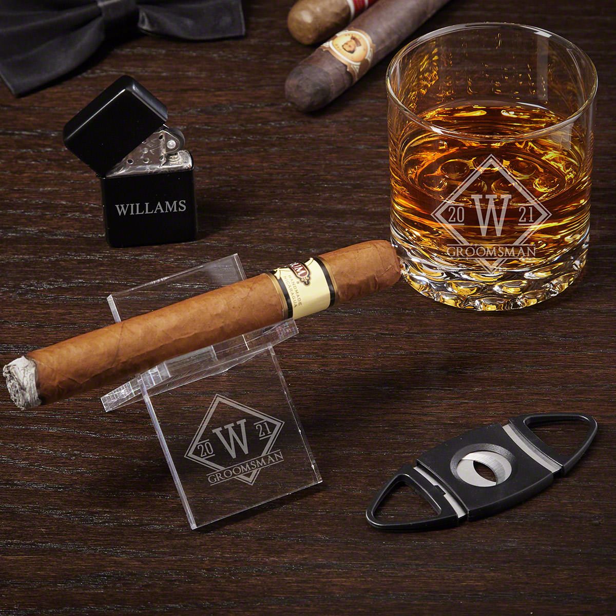 Drake Personalized Whiskey and Cigar Groomsmen Gifts