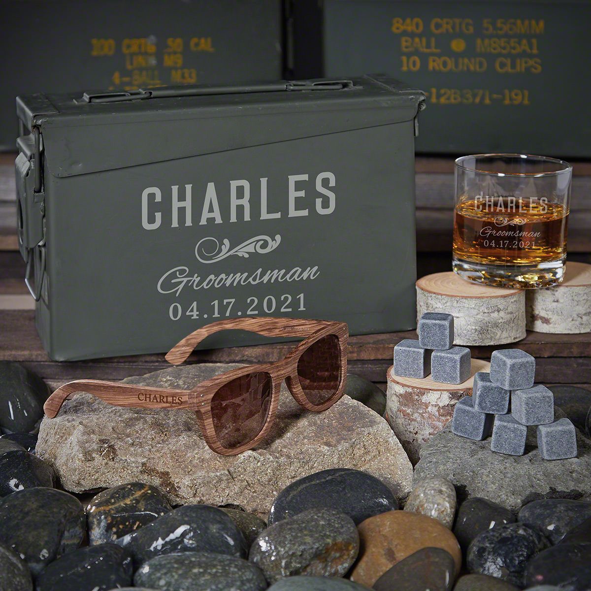 Classic Groomsman Engraved 30 Cal Whiskey Gifts for Groomsmen 