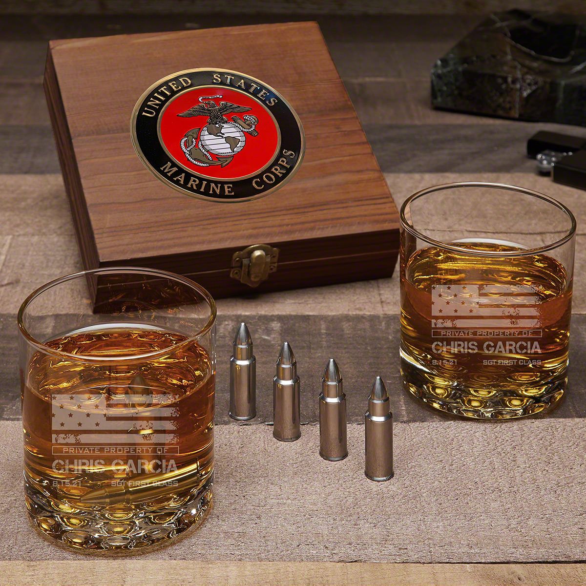 American Heroes Custom Bullet Stone Set Gifts for Marines