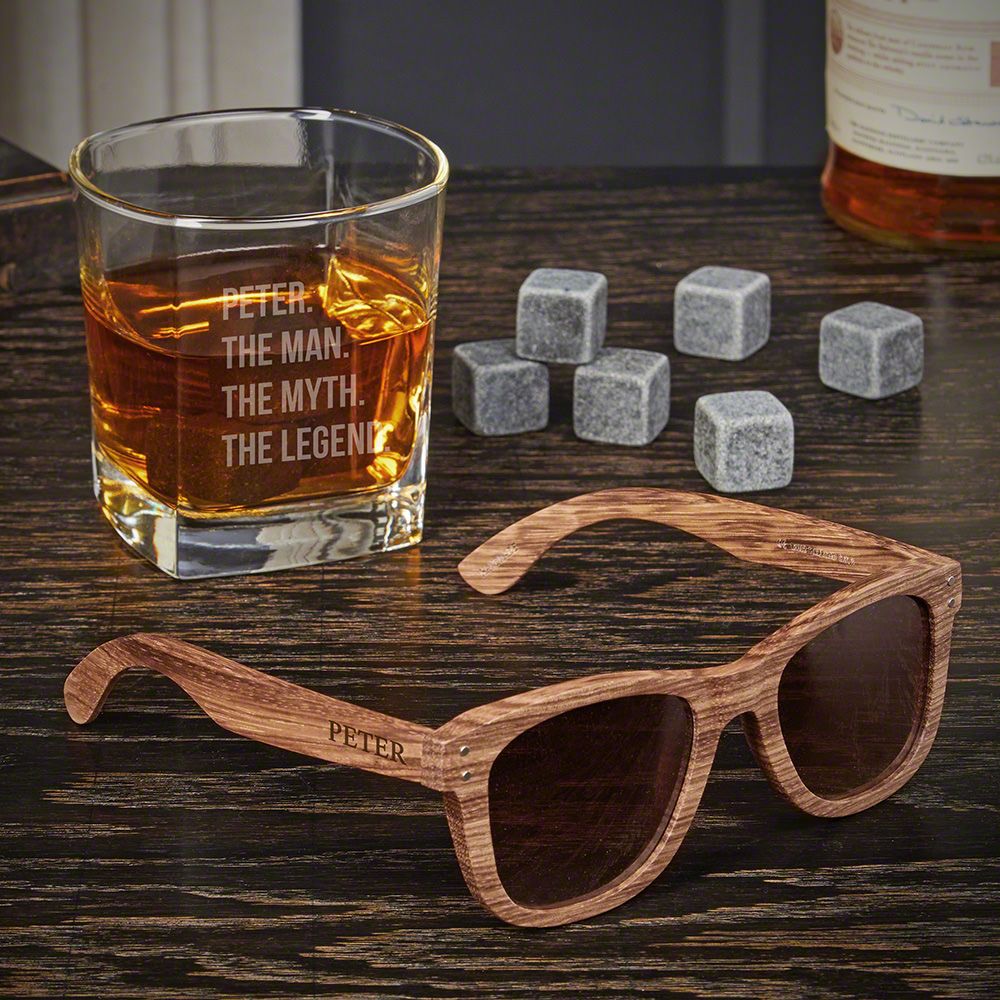 Man Myth Legend Custom Whiskey Gifts for Groomsmen with Sunglasses
