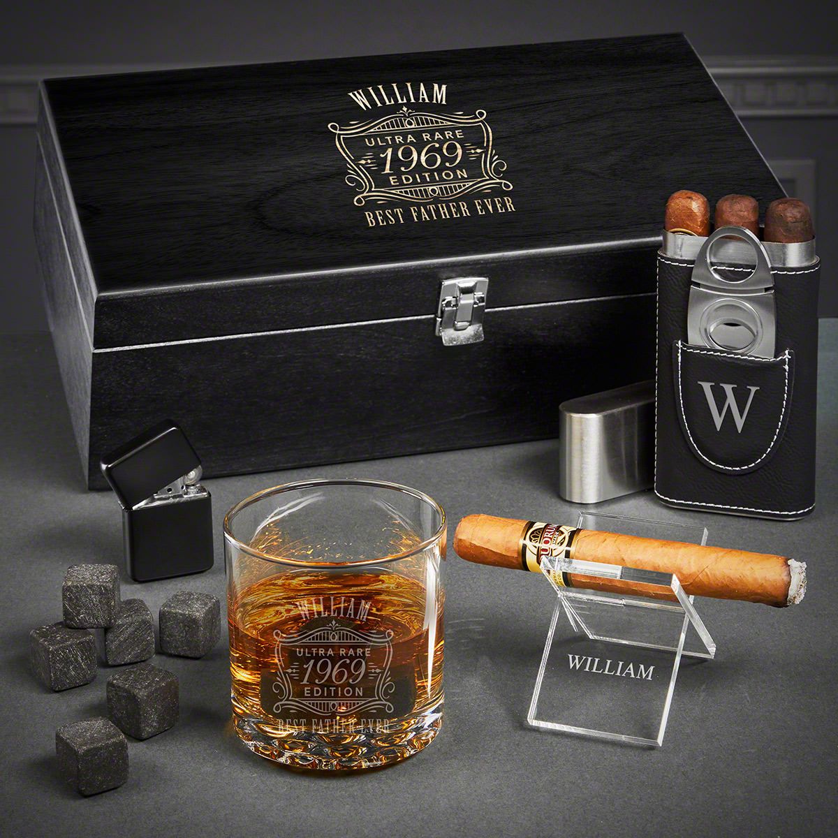 Personalized Buckman Whiskey and Cigar Gift Set
