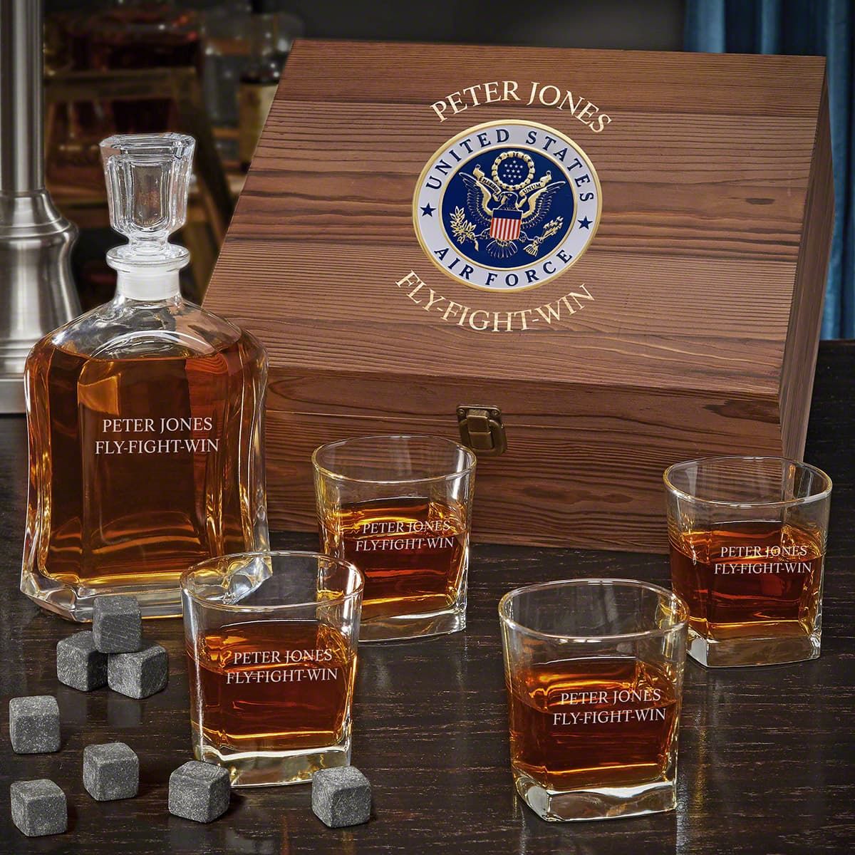 Air Force Gifts Personalized Argos Whiskey Decanter Set with Box