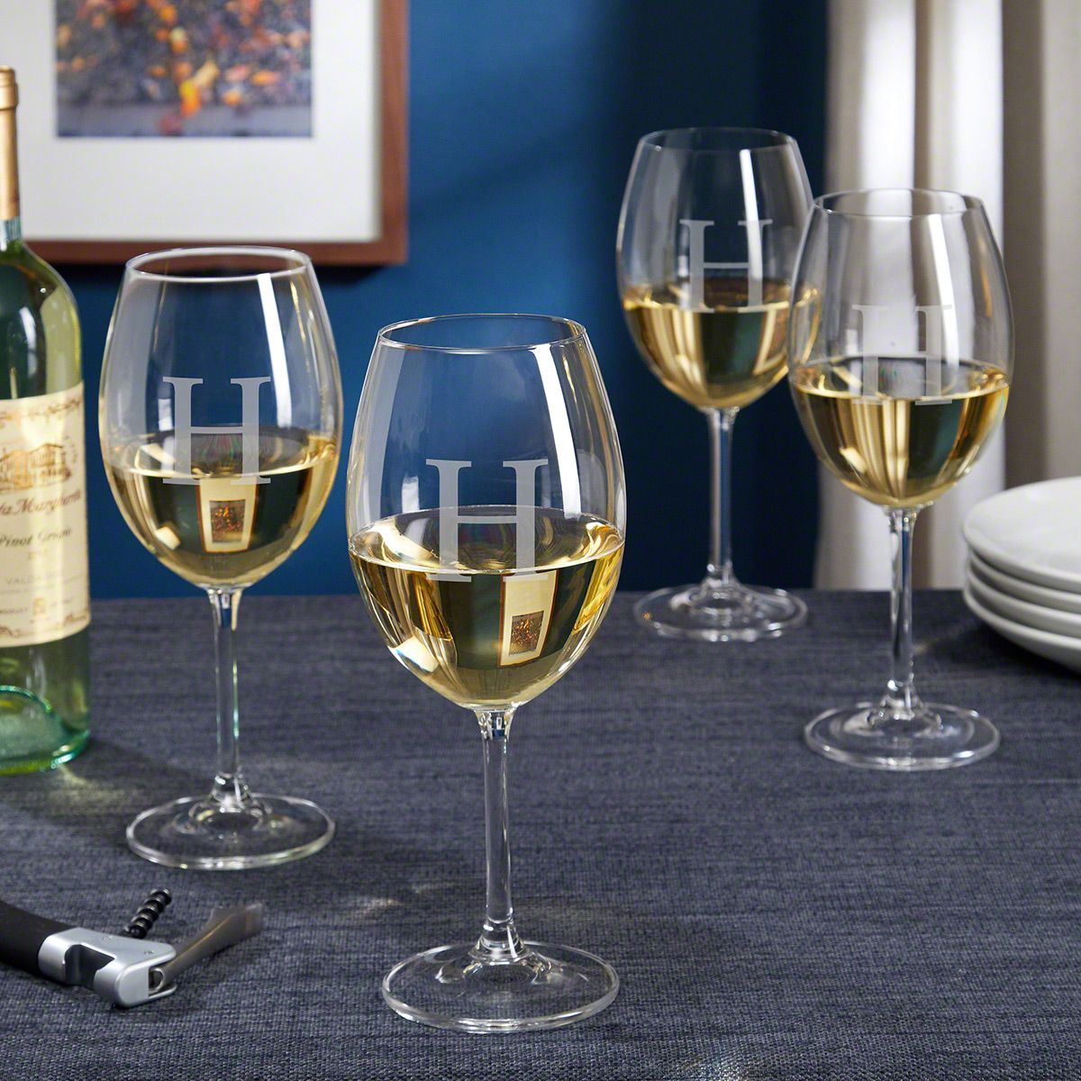 Set of 4 Personalized White Wine Glasses
