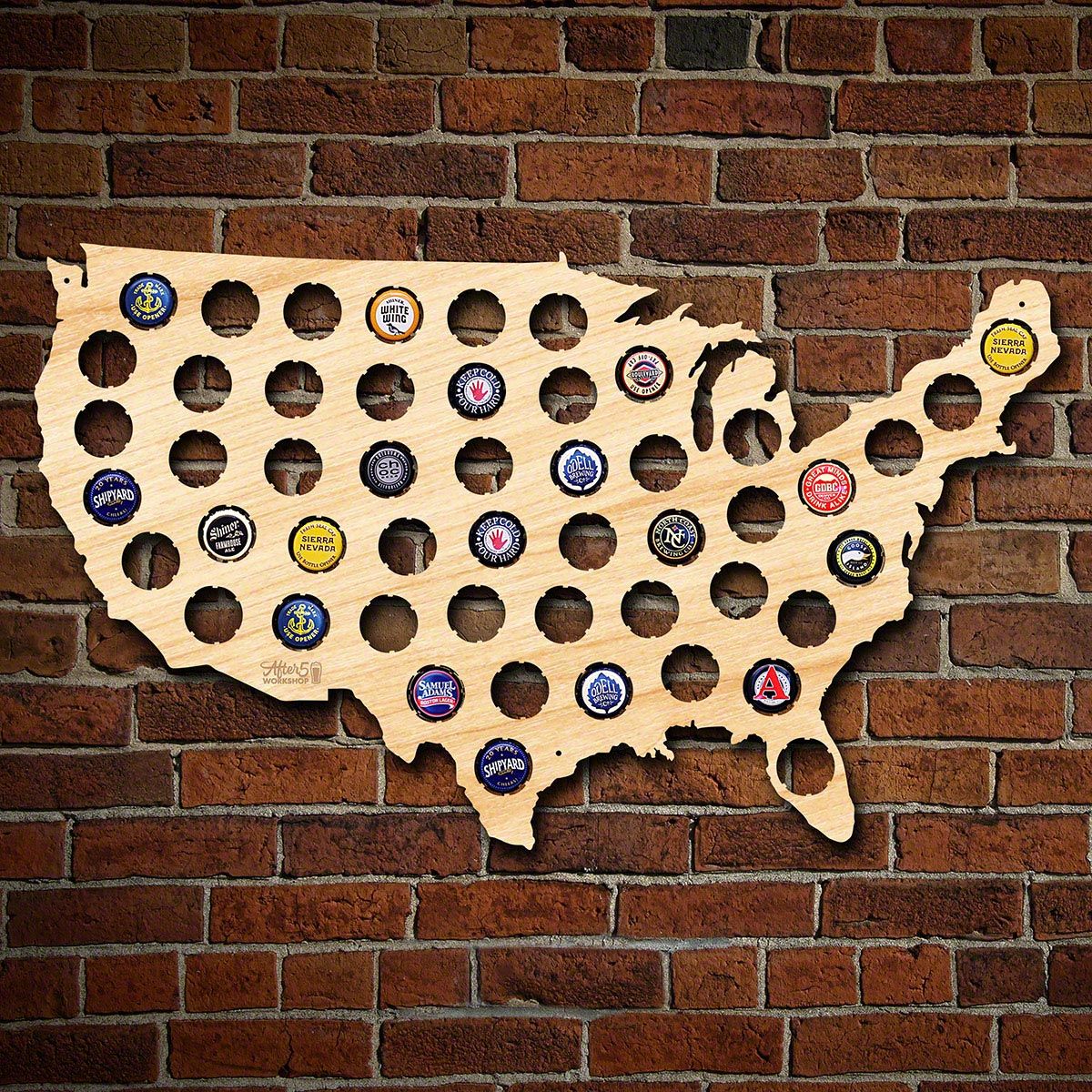 Beer Cap Map of USA, Medium