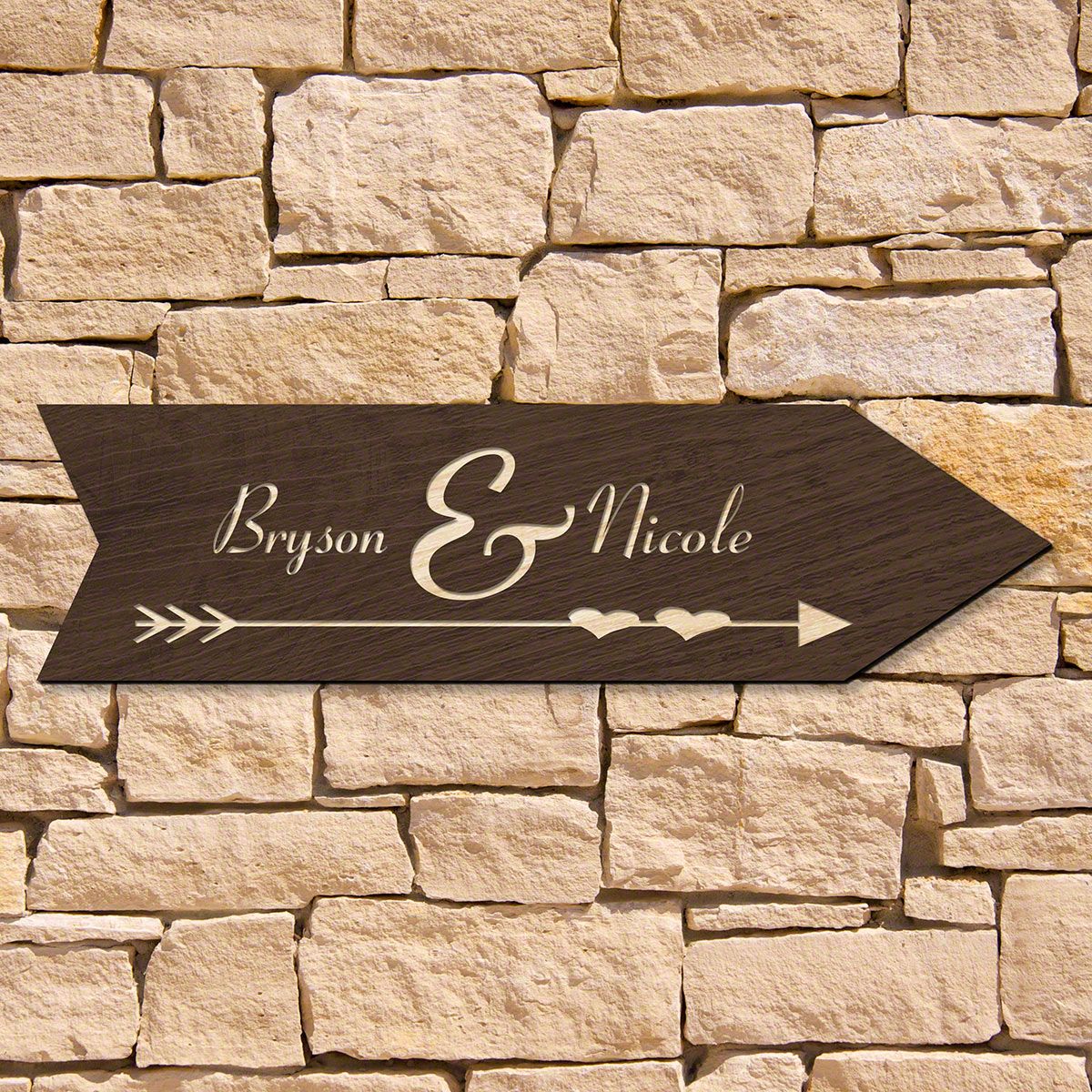 Direction of Love Personalized Wood Sign for Home (Signature Series)
