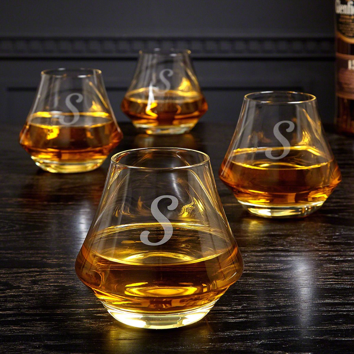 DiMera Engraved Whiskey Glasses Set of 4