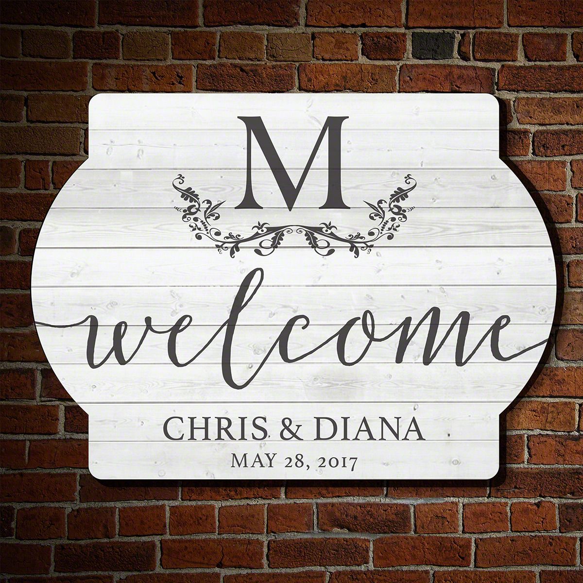 Personalised hearts wooden hanging welcome to our wedding sign