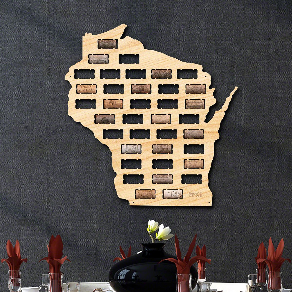 Wisconsin Wine Cork Map