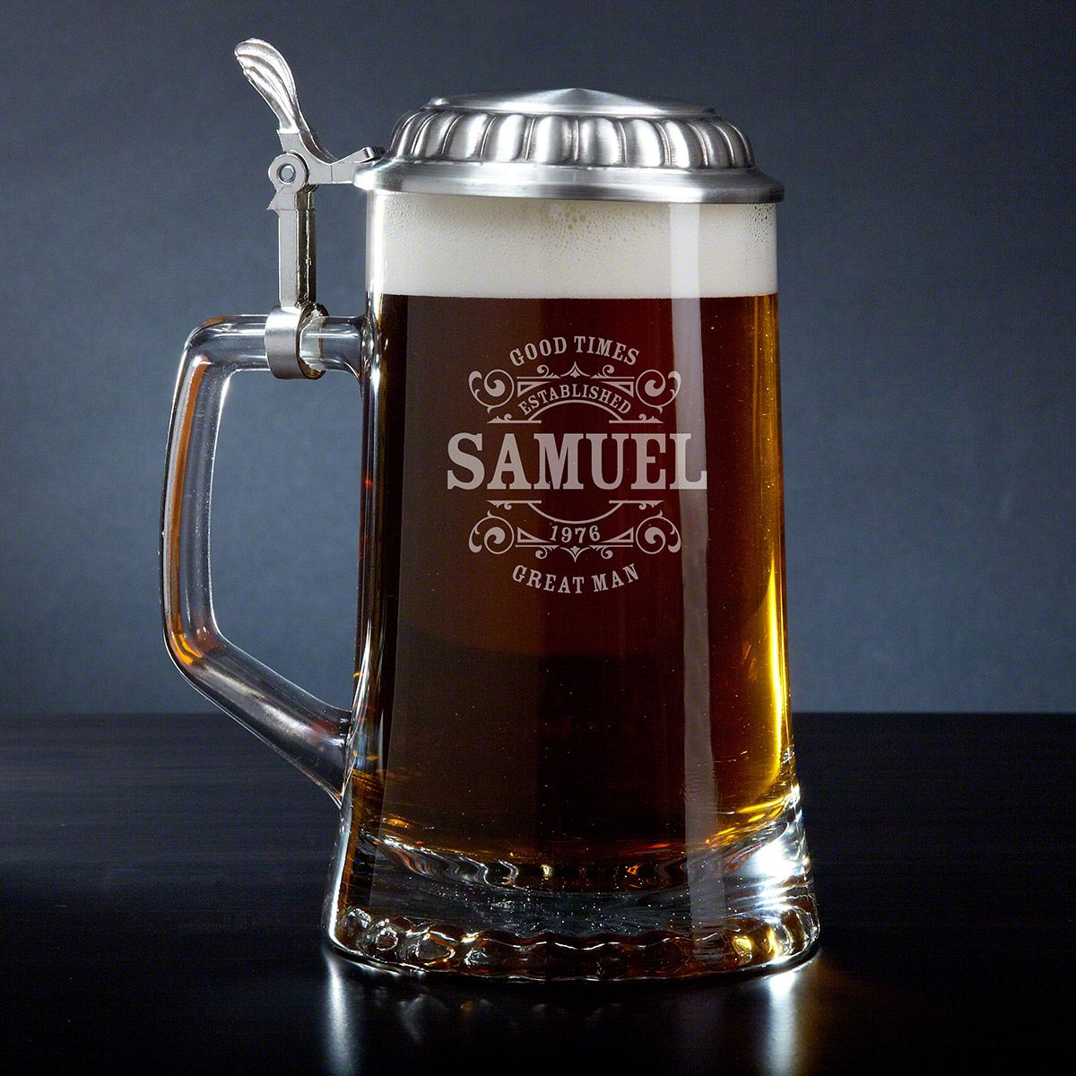 Custom Beer Stein with Lid Woodward