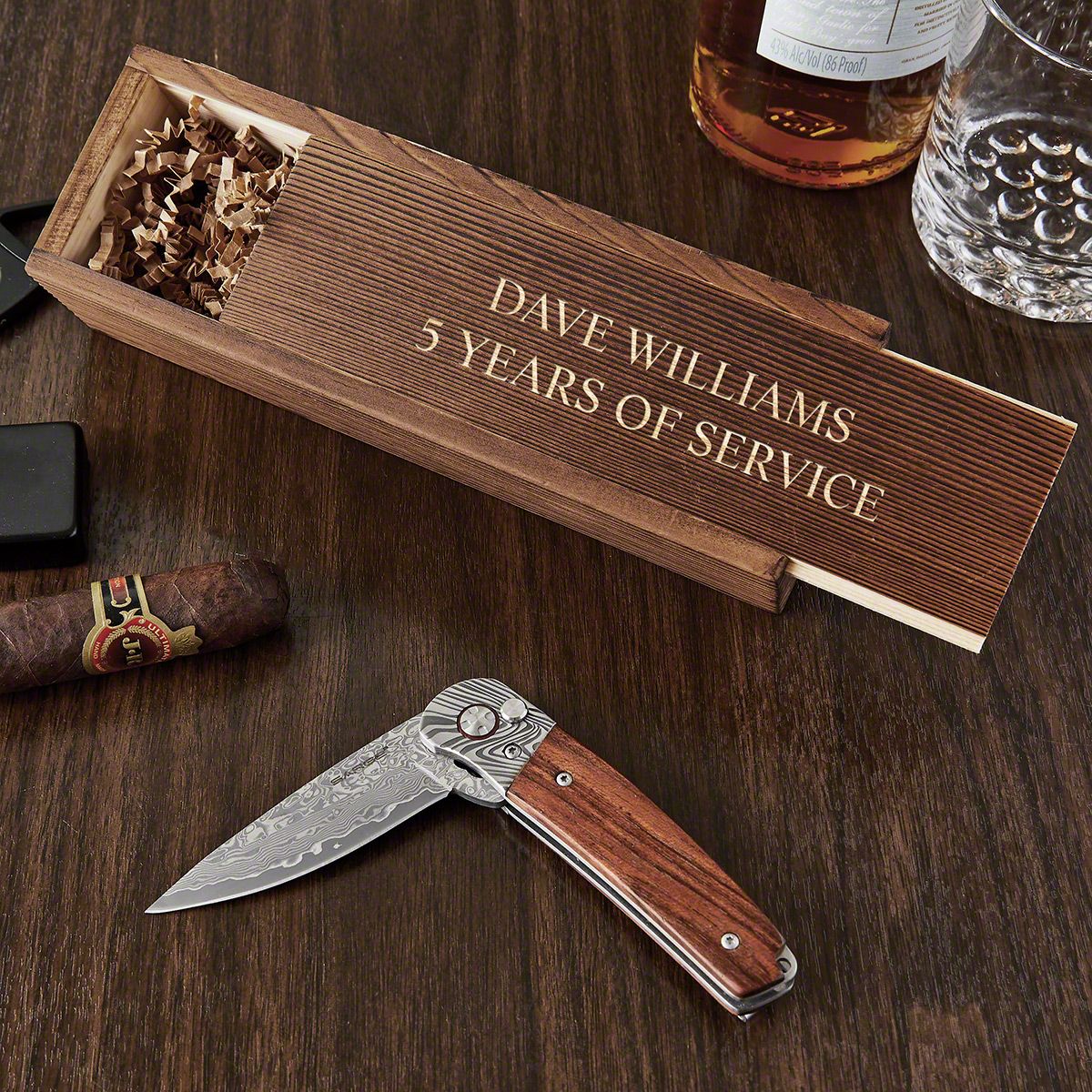 Custom Damascus Steel Knife Gift Set 