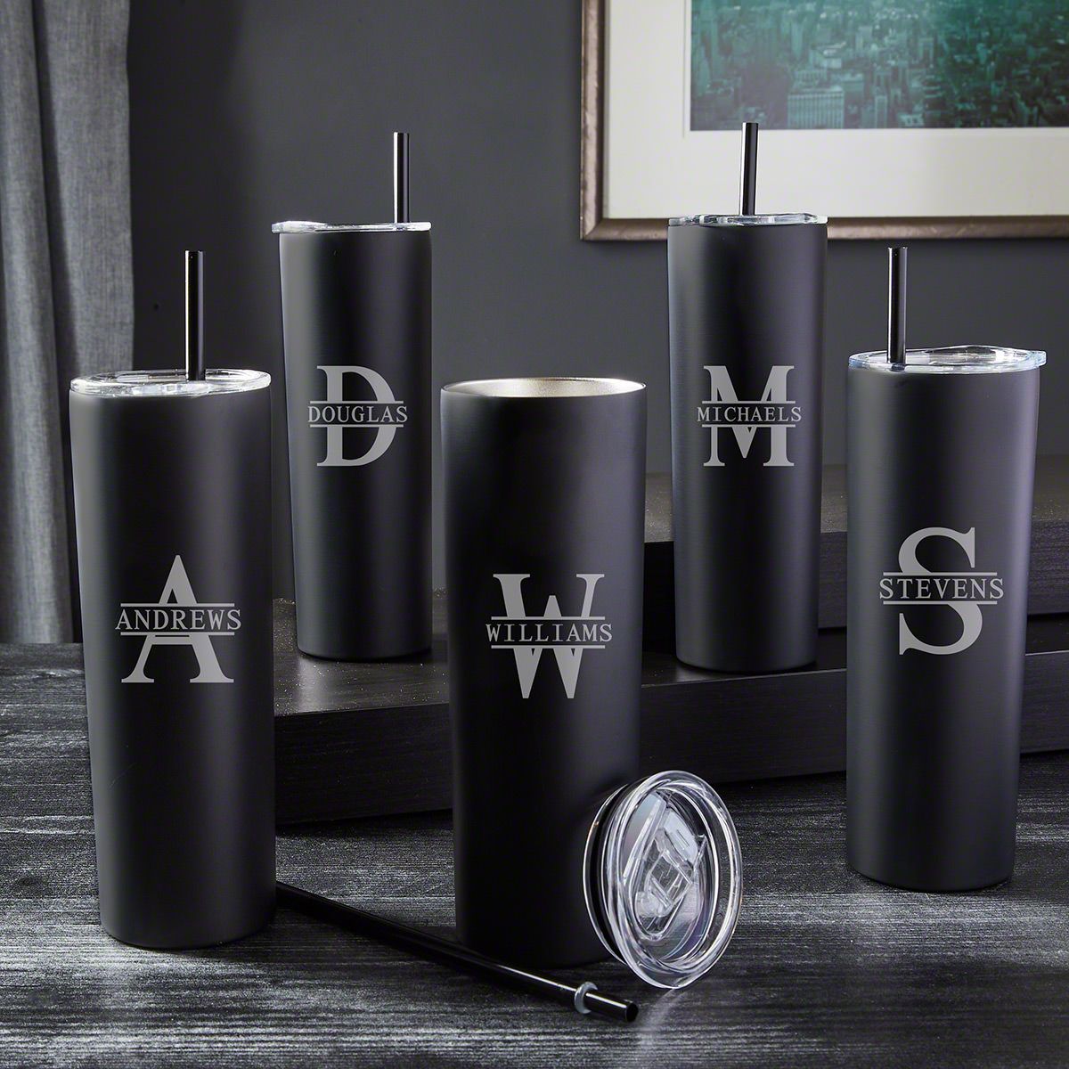 Gifts for Groomsmen Set of 5 Personalized Black Tumblers Oakmont