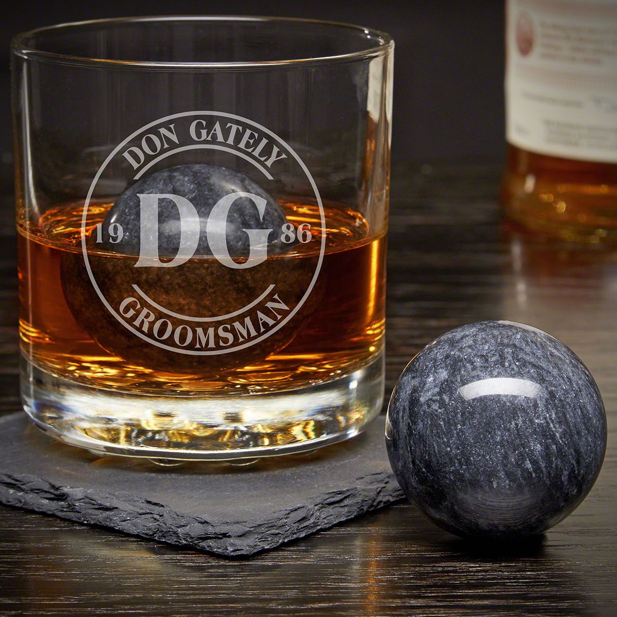 Groomsman Gift Custom Whiskey Glass with Stones Lincoln