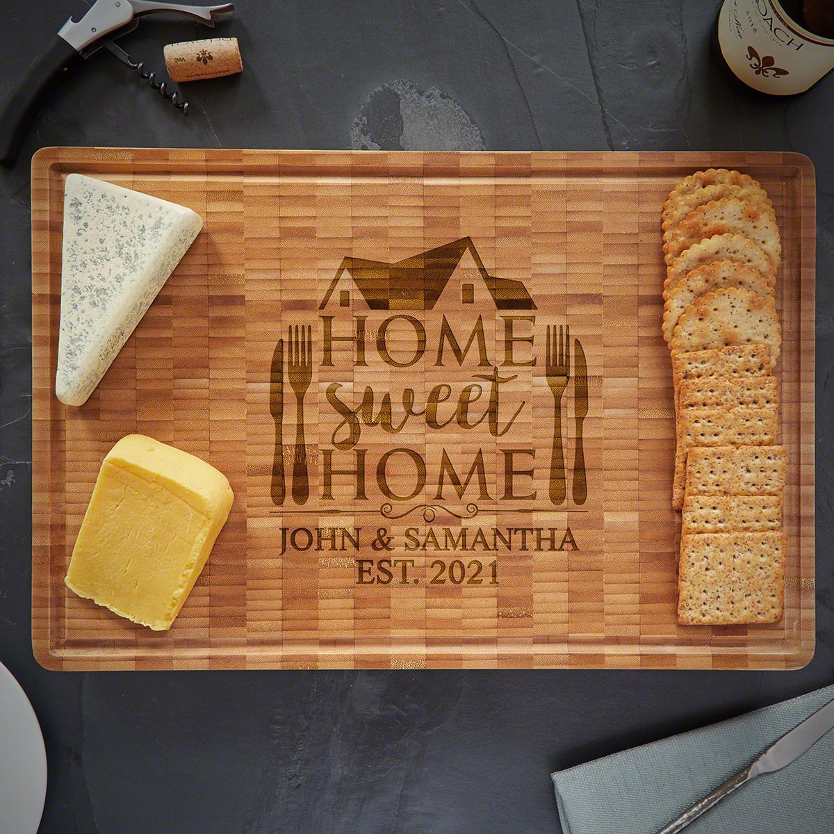 Home Sweet Home Engraved Bamboo Cutting Board