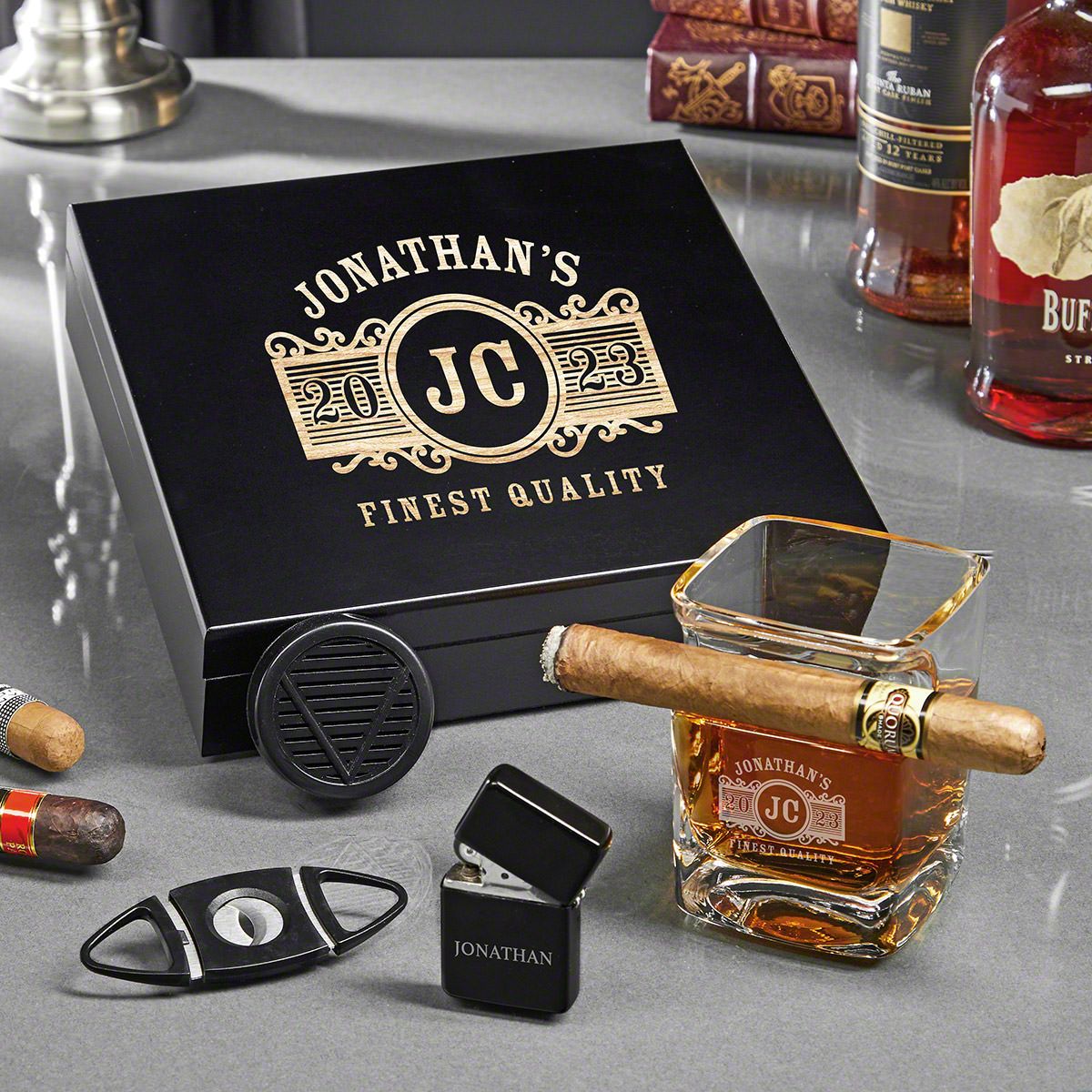 Marquee Custom Humidor Set of Gifts for Cigar Lover
