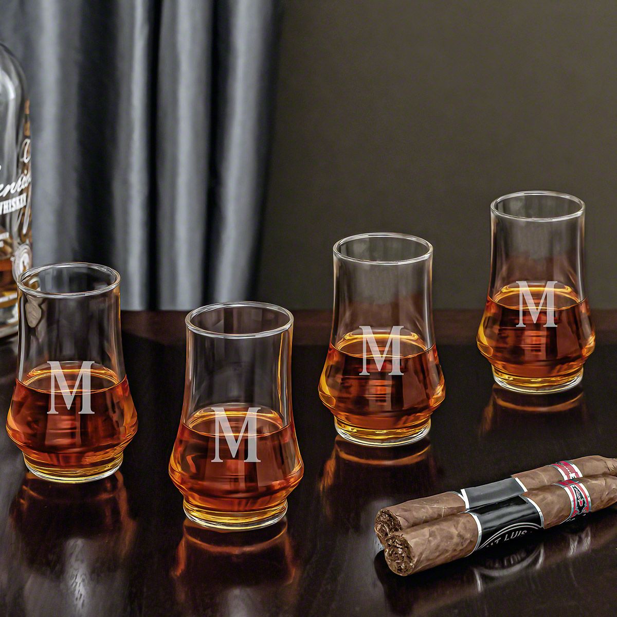Monogrammed Whiskey Taster Glasses Set of 4