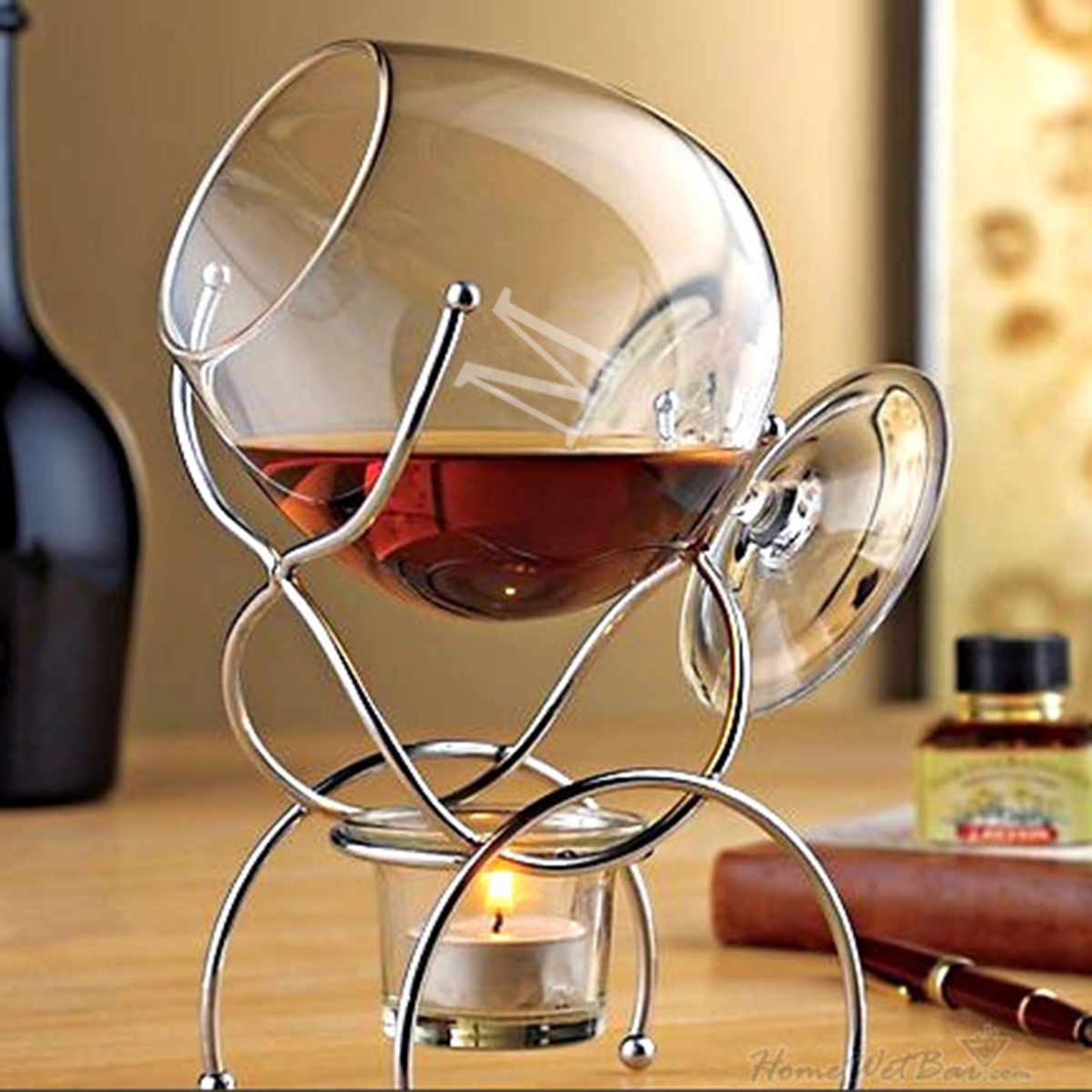 Brandy Cognac Snifter Warmer Glass & Stand Gift Boxed Set Tumbler Drinking Bar 