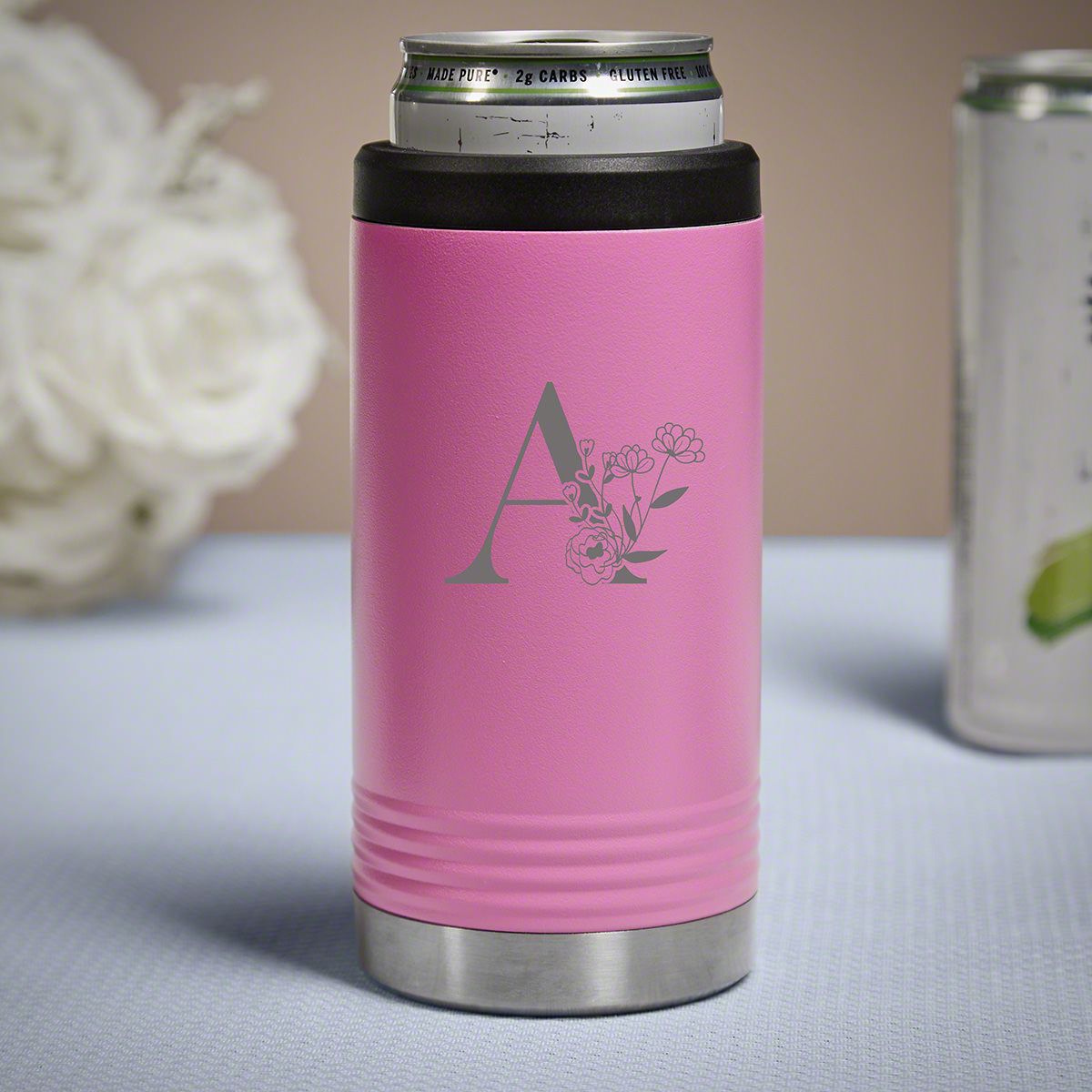 Personalized Bridal Party Gift Pink Can Cooler Jasmine
