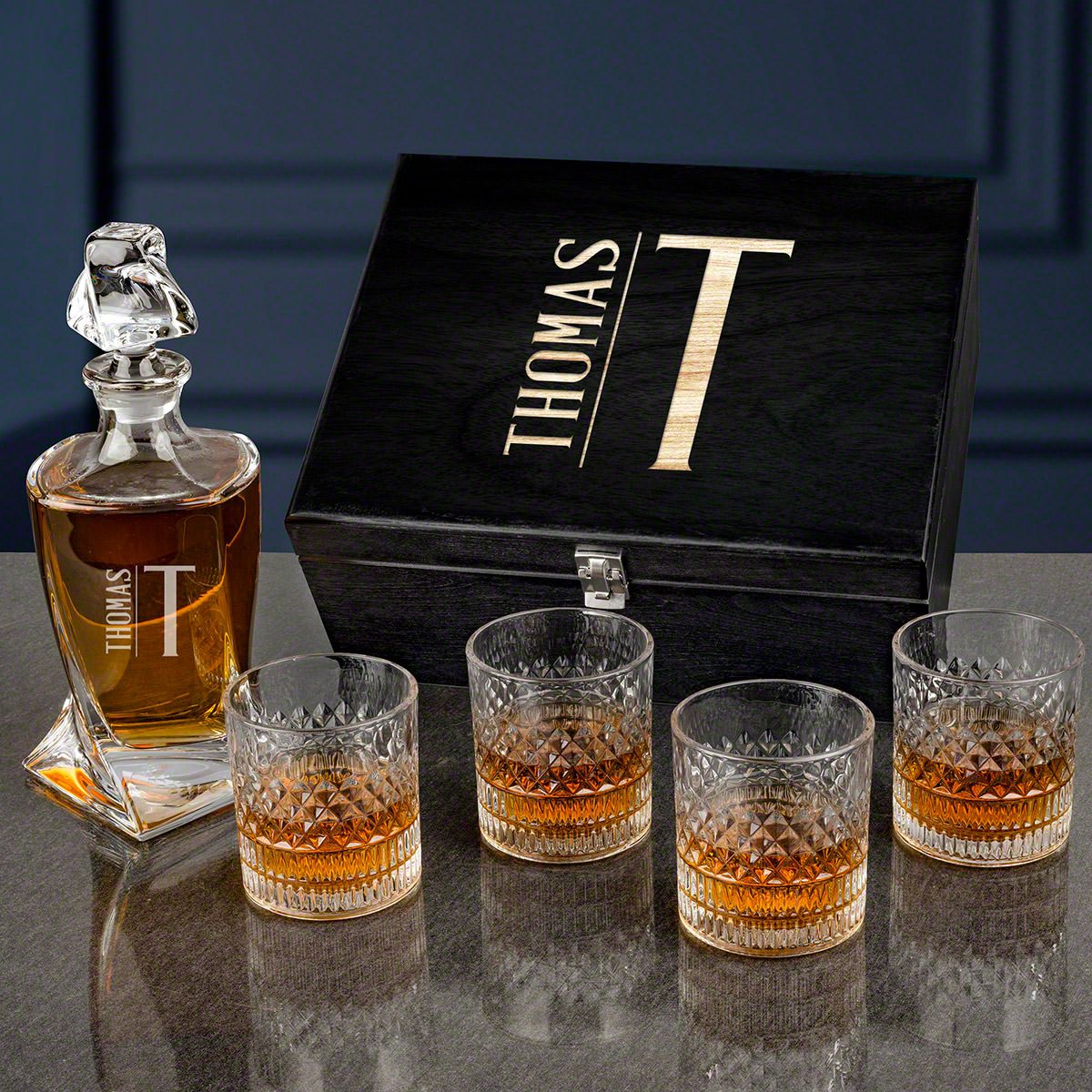 Twist Decanter Whiskey Box Set Personalized with Elton