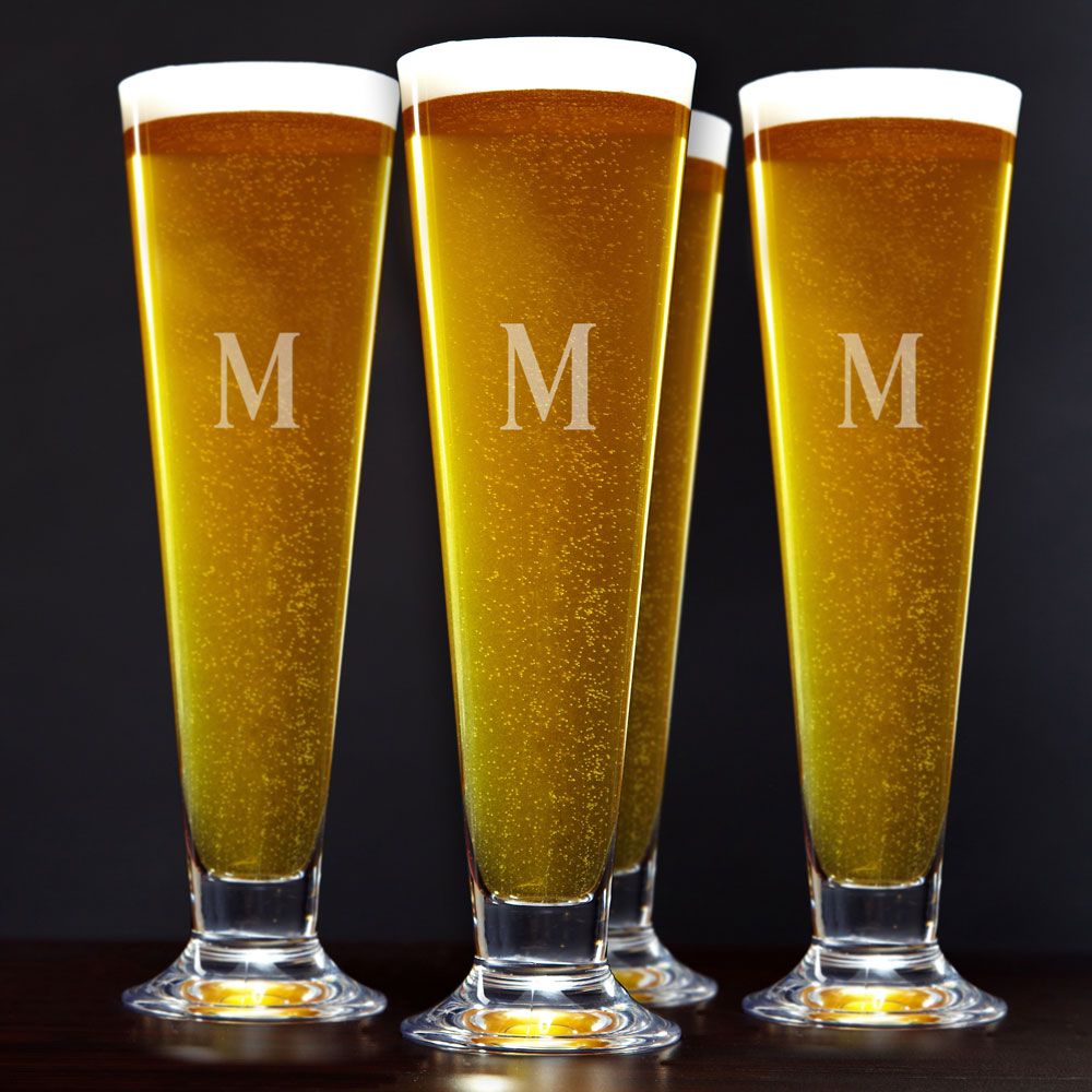 Tall Personalized Pilsner Glass, Set of 4