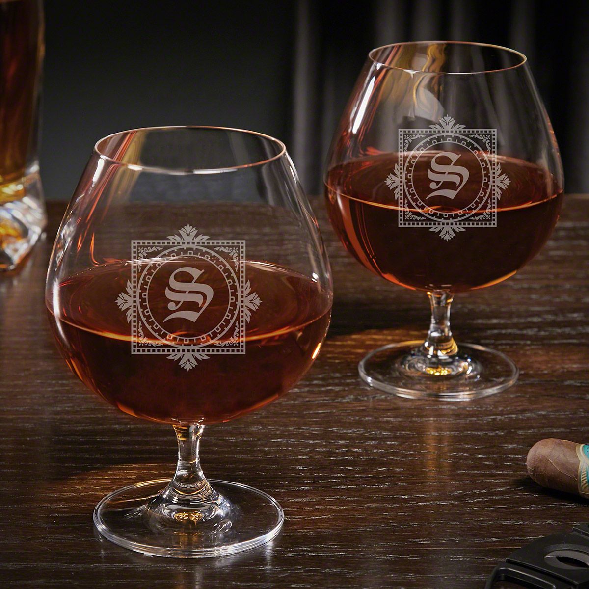 Winchester Engraved Grand Brandy Glasses Set of 2