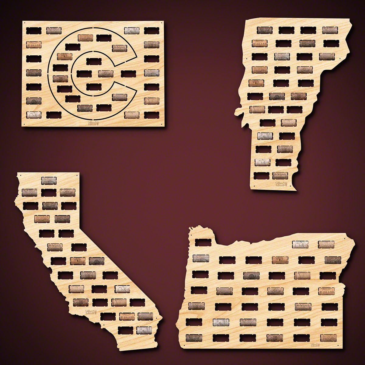 Wooden Shoe Designs Arizona Wine Cork Map Tan