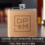 Cocoa Leather Engravable Hip Flask