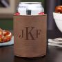 Classic Monogram Personalized Beer Can Cooler, Chestnut