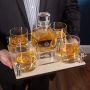 Wax Seal Bar Serving Tray with Custom Decanter and Glasses 6 pc