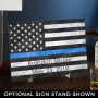 Proud to Serve American Flag Wall Art Gift for Police Officers Sign Stand