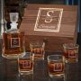 Oakhill Custom Argos Decanter Whiskey Gift Set for Men with Square Rocks Glasses