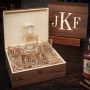 Classic Monogram Carson Decanter Personalized Whiskey Gift Set with Square Rocks Glasses