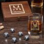 Oakhill Personalized Black Onyx Whiskey Stones Set with Eastham Glass