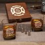 Fire & Rescue Custom Square Rocks Glasses with Bullet Whiskey Stones – Firefighter Gift