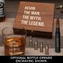 Man, Myth Legend Personalized Bullet Whiskey Stones & Bottle Opener Set