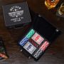 Top Dad Black Personalized Leatherette Poker Set Gift for Dad