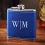 Quinton Blue Leather Custom Flask