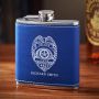 Police Badge Engraved Blue Leather Flask Police Gift