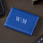 Quinton Engraved Blue Leather Business Card Holder