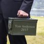 Custom Ammo Box Can and Engraved Liquor Flask Set